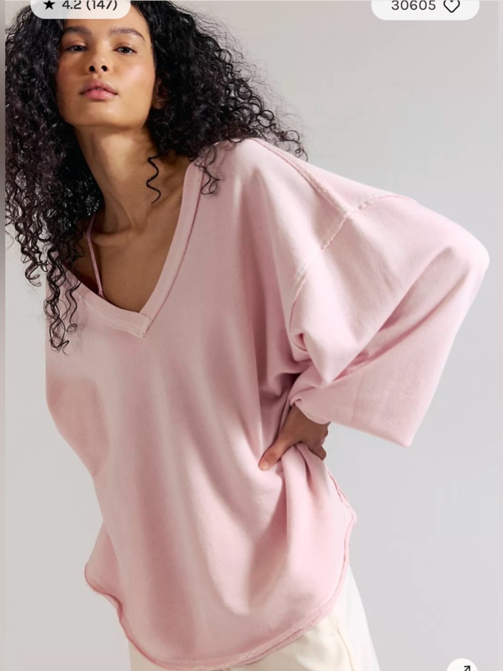 Free People We The Free Venice V-Neck Sweatshirt. NWT lilac bloom